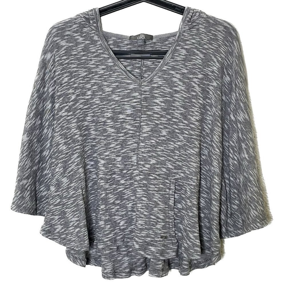 Alo Yoga Hoodie Batwing Sleeve Light Sweater Gray Space Dye S/P